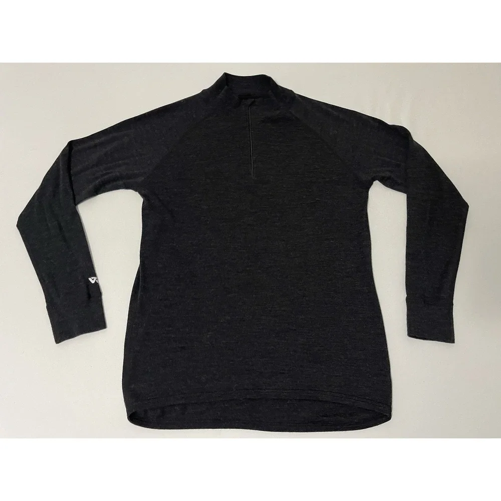 Wilderness Technology Mens XL Black‎ 100% Merino Long Sleeve 1/4 Zip Pullover